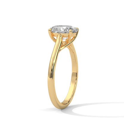 2 Carat Oval Shape Simple Solitaire Ring in Lab Diamond