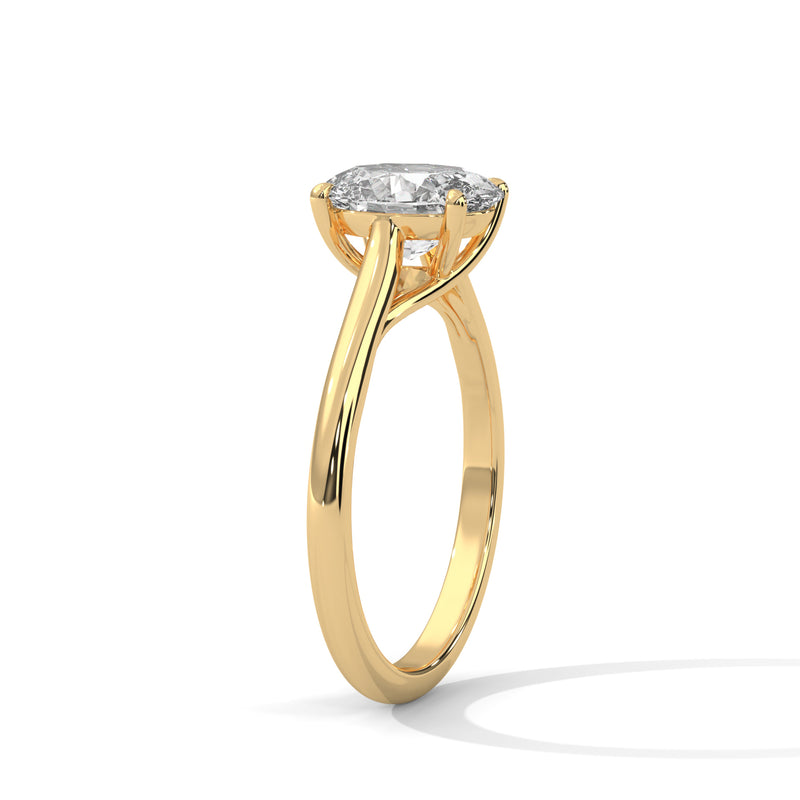 2 Carat Oval Shape Simple Solitaire Ring in Lab Diamond