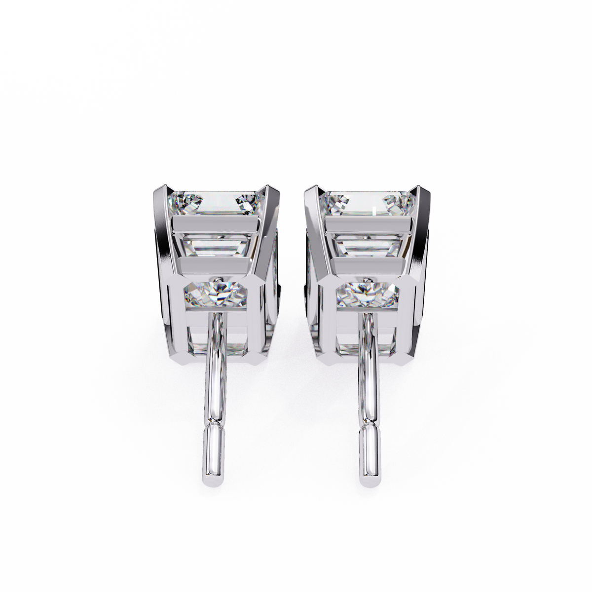 1.2 Carat Emerald Shape Lab Diamonds Stud Earrings For Women