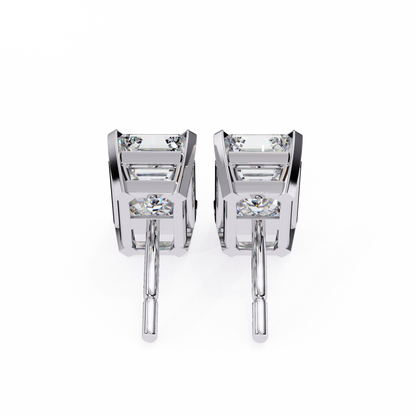 1.2 Carat Emerald Shape Lab Diamonds Stud Earrings For Women