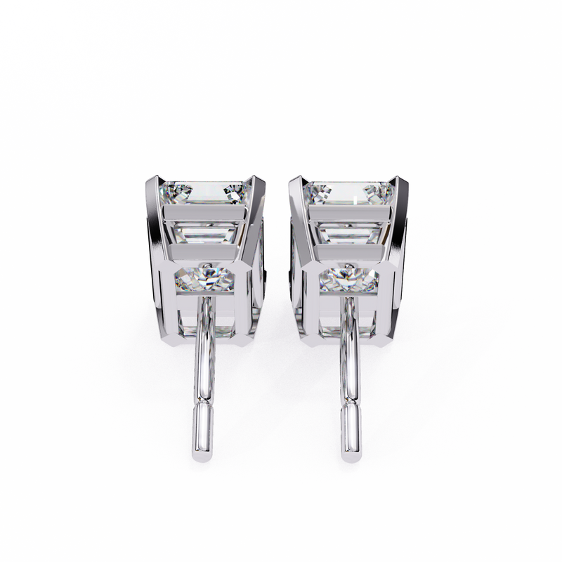 1.2 Carat Emerald Shape Lab Diamonds Stud Earrings For Women