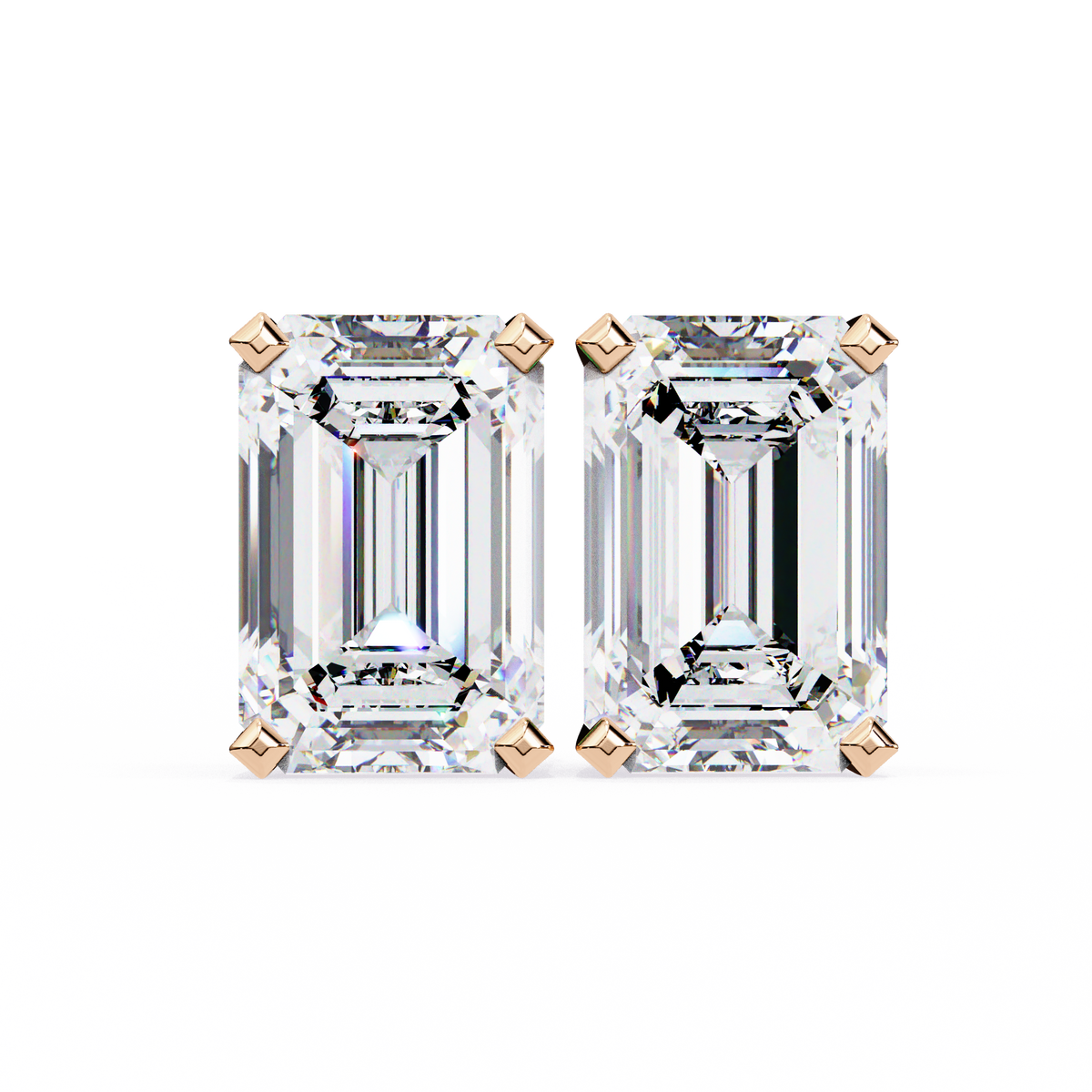 1.2 Carat Emerald Shape Lab Diamonds Stud Earrings For Women