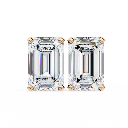 1.2 Carat Emerald Shape Lab Diamonds Stud Earrings For Women