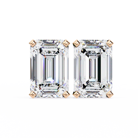 1.2 Carat Emerald Shape Lab Diamonds Stud Earrings For Women