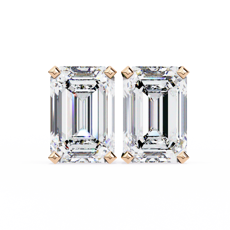 1.2 Carat Emerald Shape Lab Diamonds Stud Earrings For Women