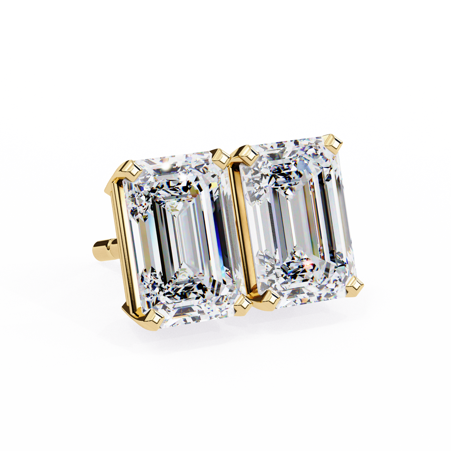 1.2 Carat Emerald Shape Lab Diamonds Stud Earrings For Women