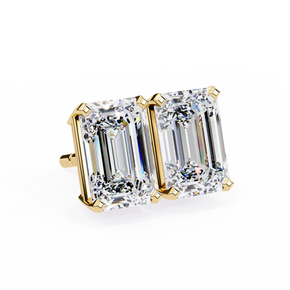 1.2 Carat Emerald Shape Lab Diamonds Stud Earrings For Women