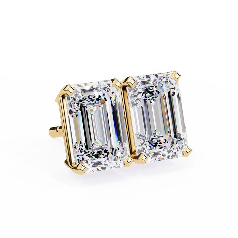 1.2 Carat Emerald Shape Lab Diamonds Stud Earrings For Women