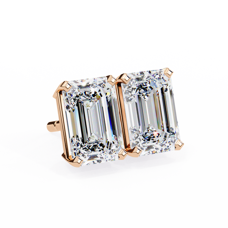 1.2 Carat Emerald Shape Lab Diamonds Stud Earrings For Women