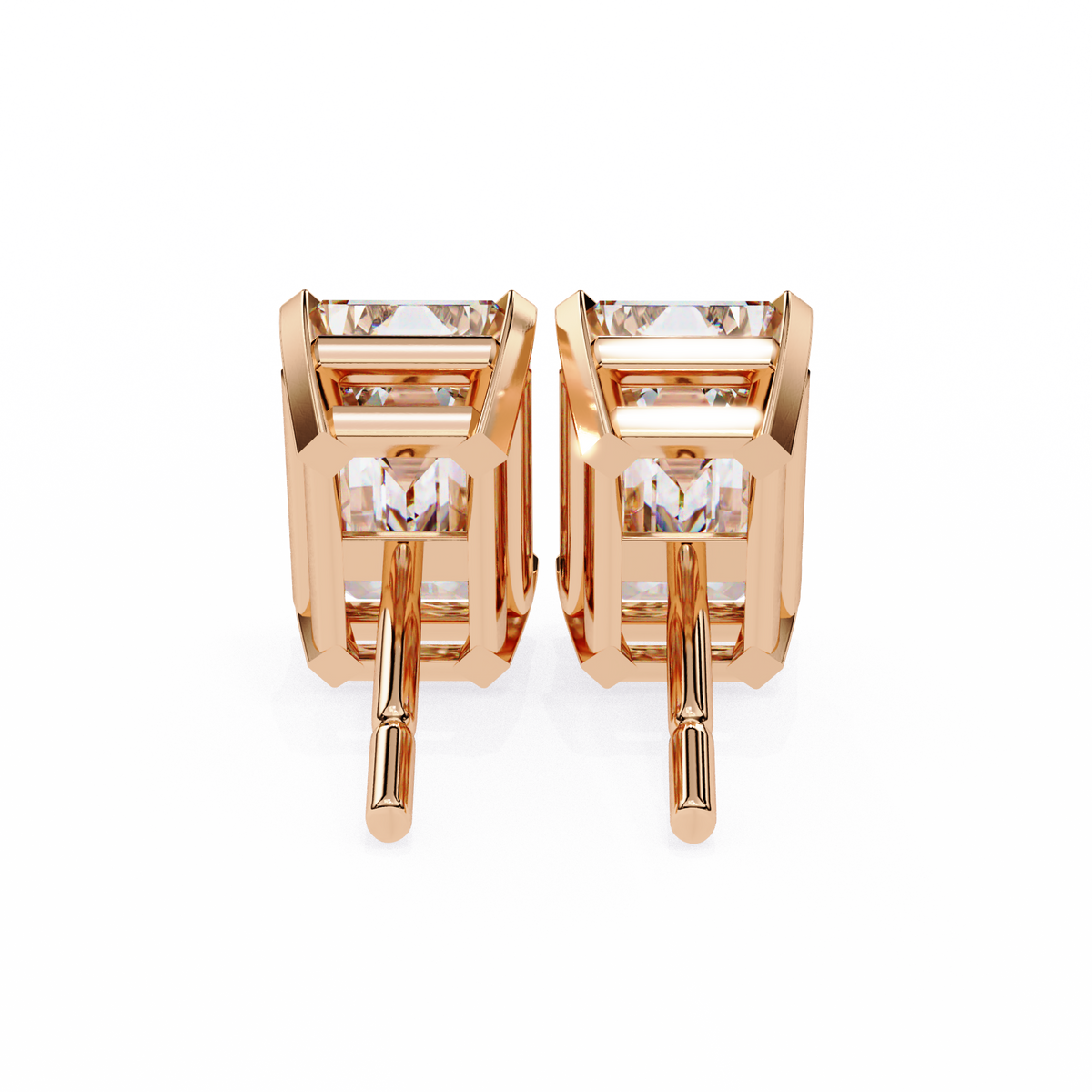1.2 Carat Emerald Shape Lab Diamonds Stud Earrings For Women