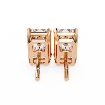 1.2 Carat Emerald Shape Lab Diamonds Stud Earrings For Women