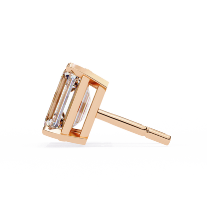 1.2 Carat Emerald Shape Lab Diamonds Stud Earrings For Women