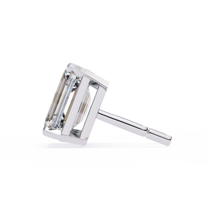 1.2 Carat Emerald Shape Lab Diamonds Stud Earrings For Women