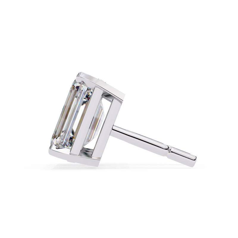 1.2 Carat Emerald Shape Lab Diamonds Stud Earrings For Women