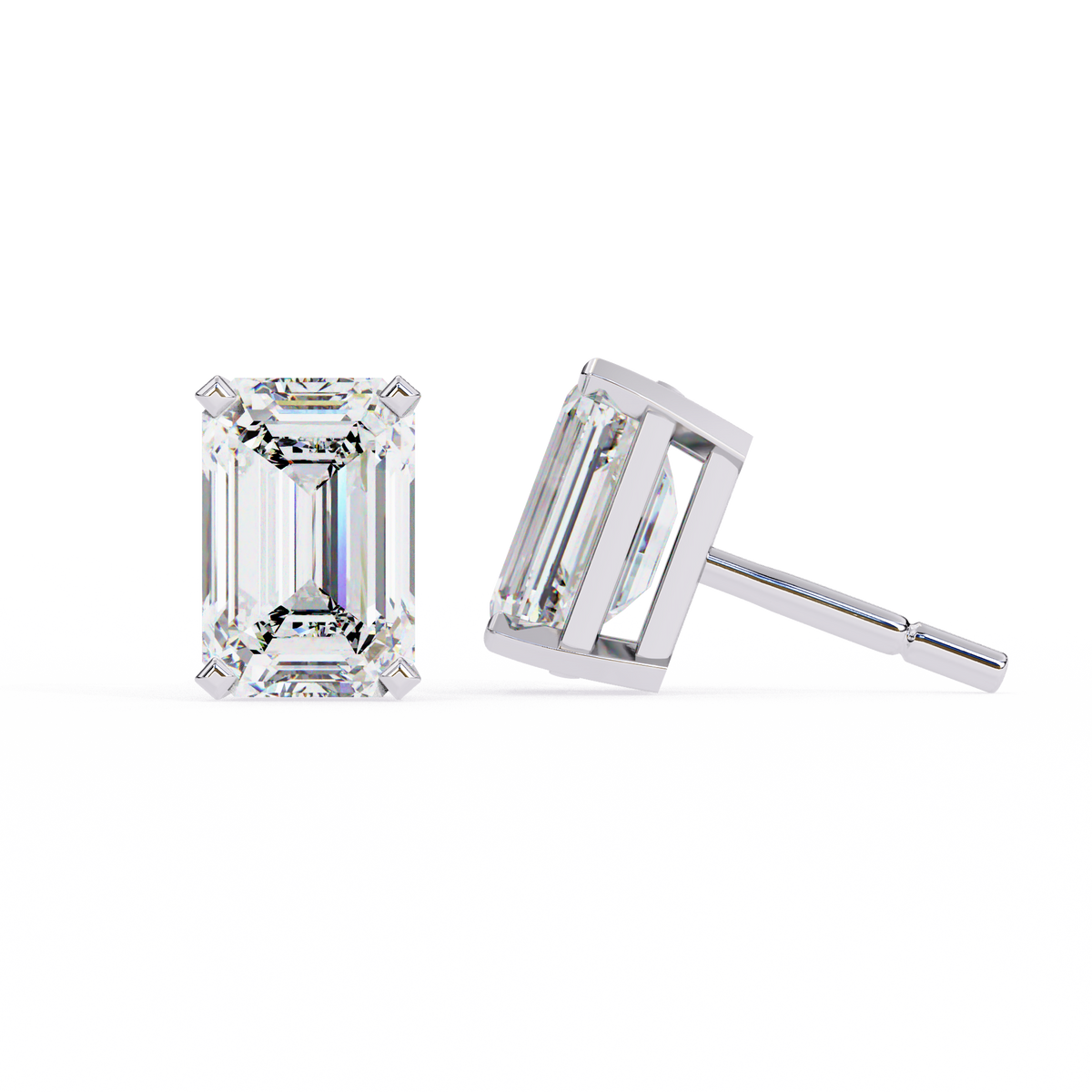 1.2 Carat Emerald Shape Lab Diamonds Stud Earrings For Women