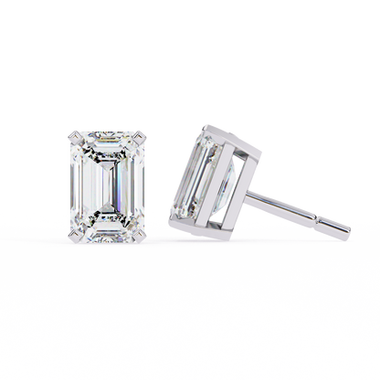 1.2 Carat Emerald Shape Lab Diamonds Stud Earrings For Women