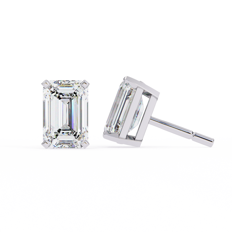 1.2 Carat Emerald Shape Lab Diamonds Stud Earrings For Women