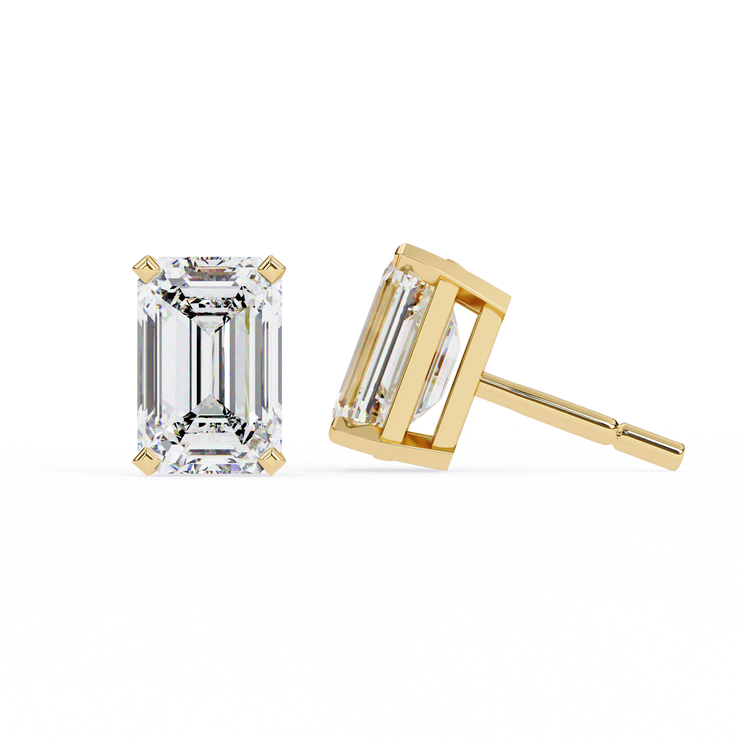 1.2 Carat Emerald Shape Lab Diamonds Stud Earrings For Women