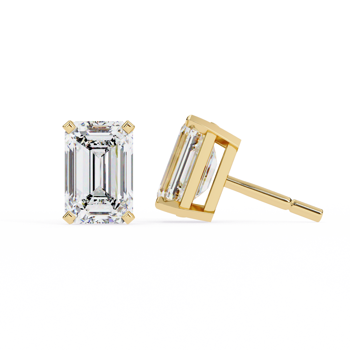 1.2 Carat Emerald Shape Lab Diamonds Stud Earrings For Women