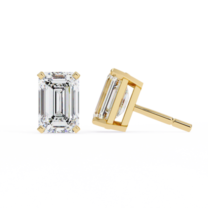 1.2 Carat Emerald Shape Lab Diamonds Stud Earrings For Women