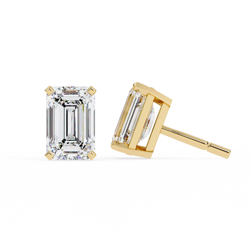 1.2 Carat Emerald Shape Lab Diamonds Stud Earrings For Women