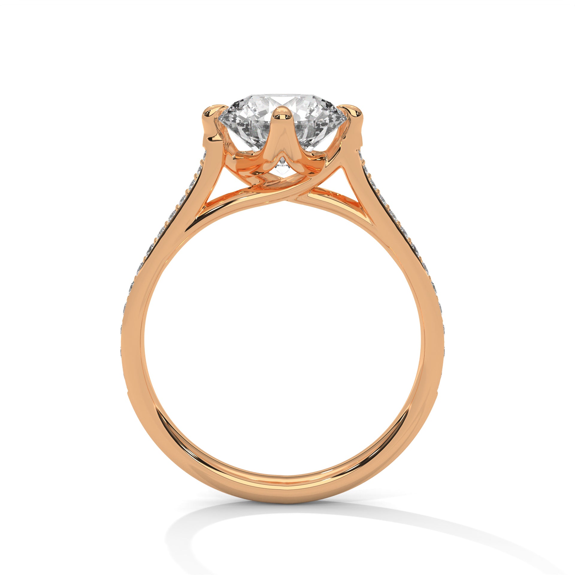 Solitaire 2 Carat Round Lab Diamond with Side Accents Engagement Ring