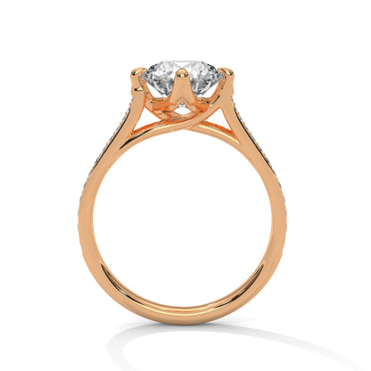 Solitaire 2 Carat Round Lab Diamond with Side Accents Engagement Ring