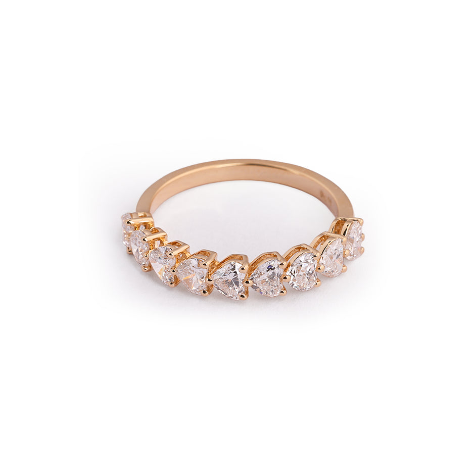 Alternating heart lab-grown diamond half-eternity ring - design VLR-1713