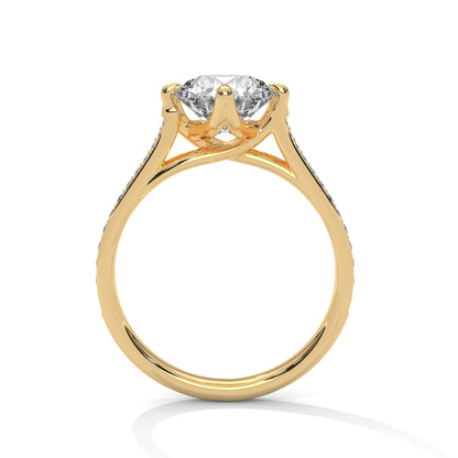 Solitaire 2 Carat Round Lab Diamond with Side Accents Engagement Ring