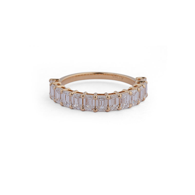 Emerald-cut lab-grown diamond half-eternity band - design VLR-1877