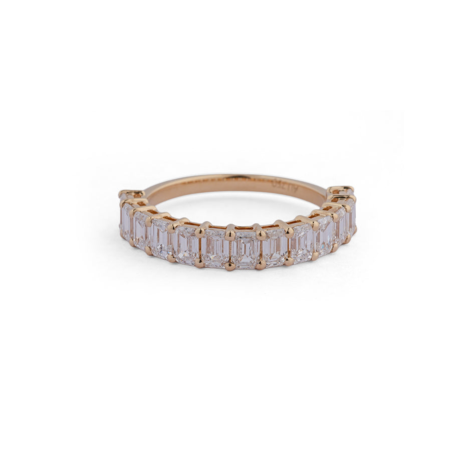 Emerald-cut lab-grown diamond half-eternity band - design VLR-1877