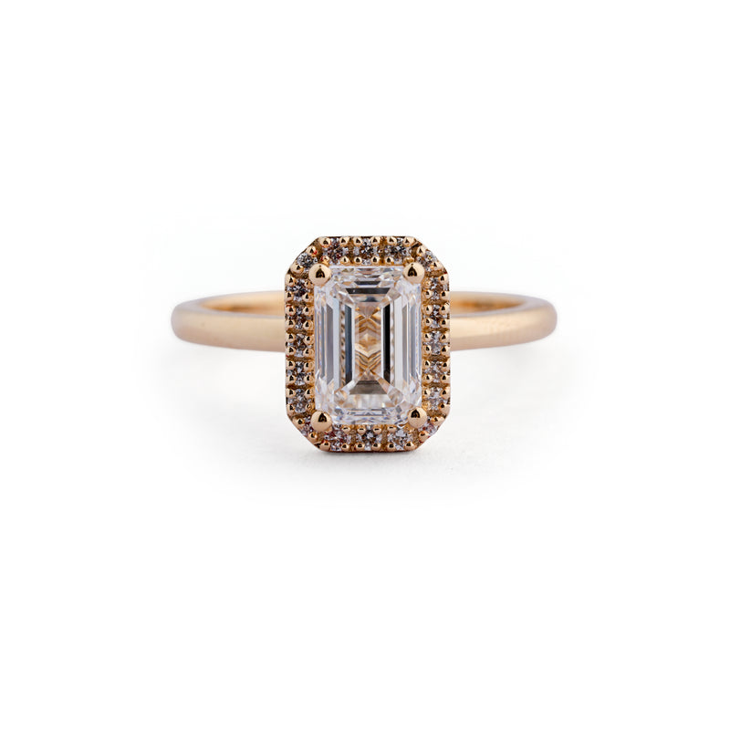 Emerald halo lab-grown diamond solitaire ring - design VLR-1923