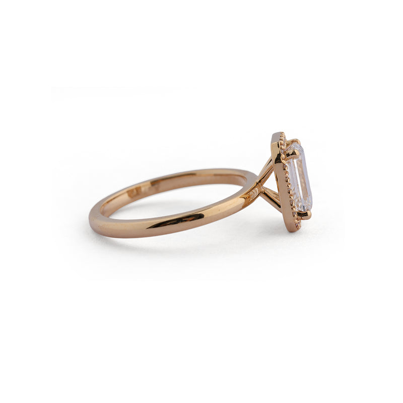 Emerald halo lab-grown diamond solitaire ring - design VLR-1923