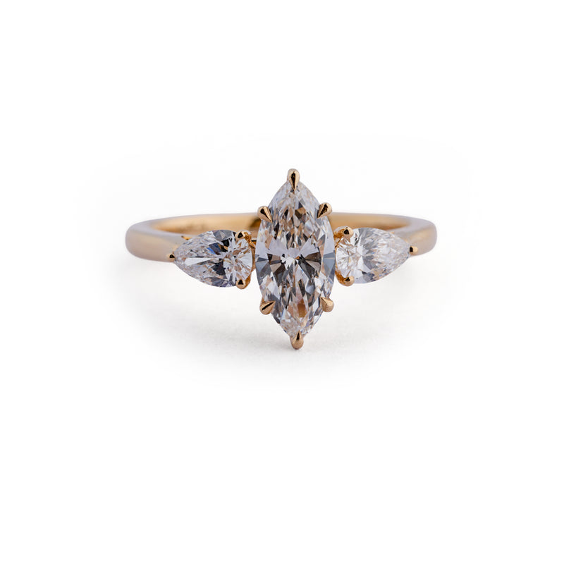 Marquise and pear three-stone lab-grown diamond ring - design VLR-1921
