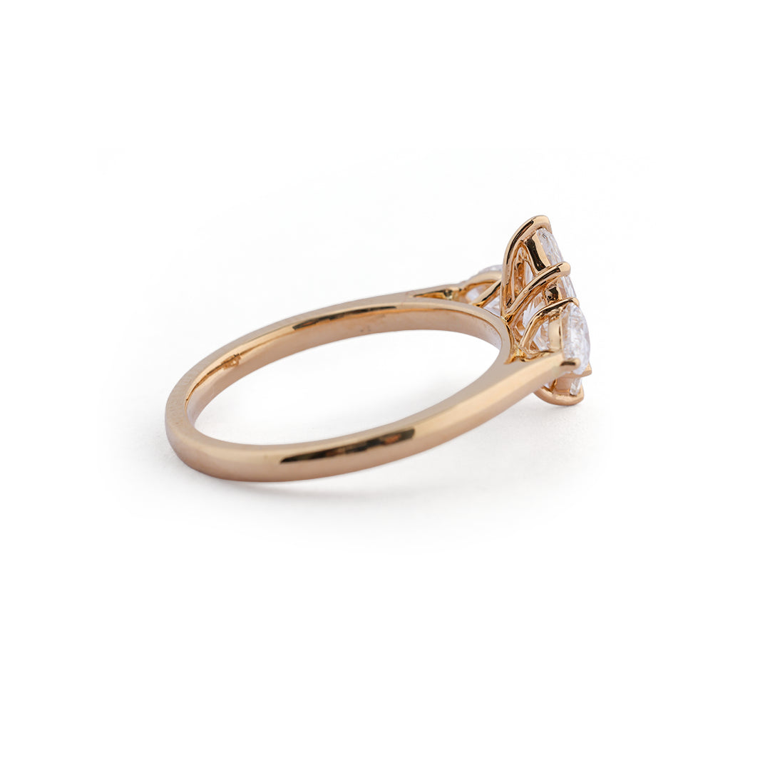 Marquise and pear three-stone lab-grown diamond ring - design VLR-1921