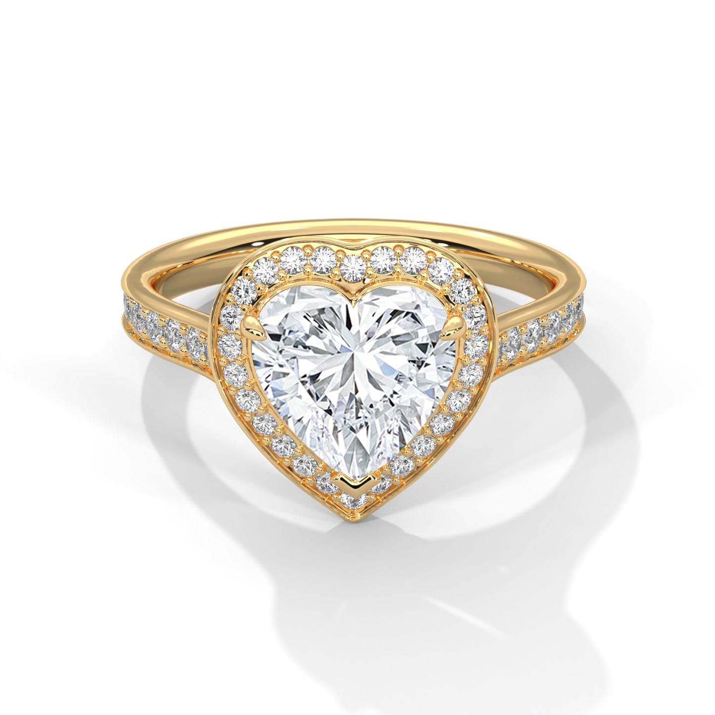 2 Carat Heart Shape Lab Grown Diamond Ring | Solitaire Halo Engagement & Anniversary Ring Gift for Women
