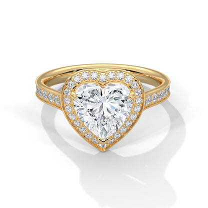 2 Carat Heart Shape Lab Grown Diamond Ring | Solitaire Halo Engagement & Anniversary Ring Gift for Women