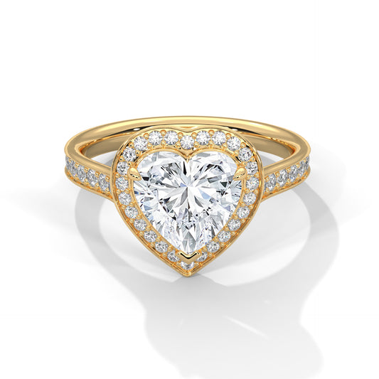 2 Carat Heart Shape Lab Grown Diamond Ring | Solitaire Halo Engagement & Anniversary Ring Gift for Women
