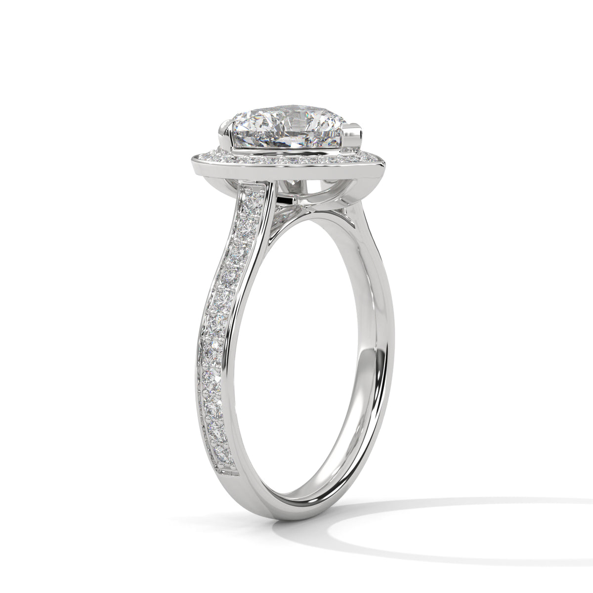 2 Carat Heart Shape Lab Grown Diamond Ring | Solitaire Halo Engagement & Anniversary Ring Gift for Women