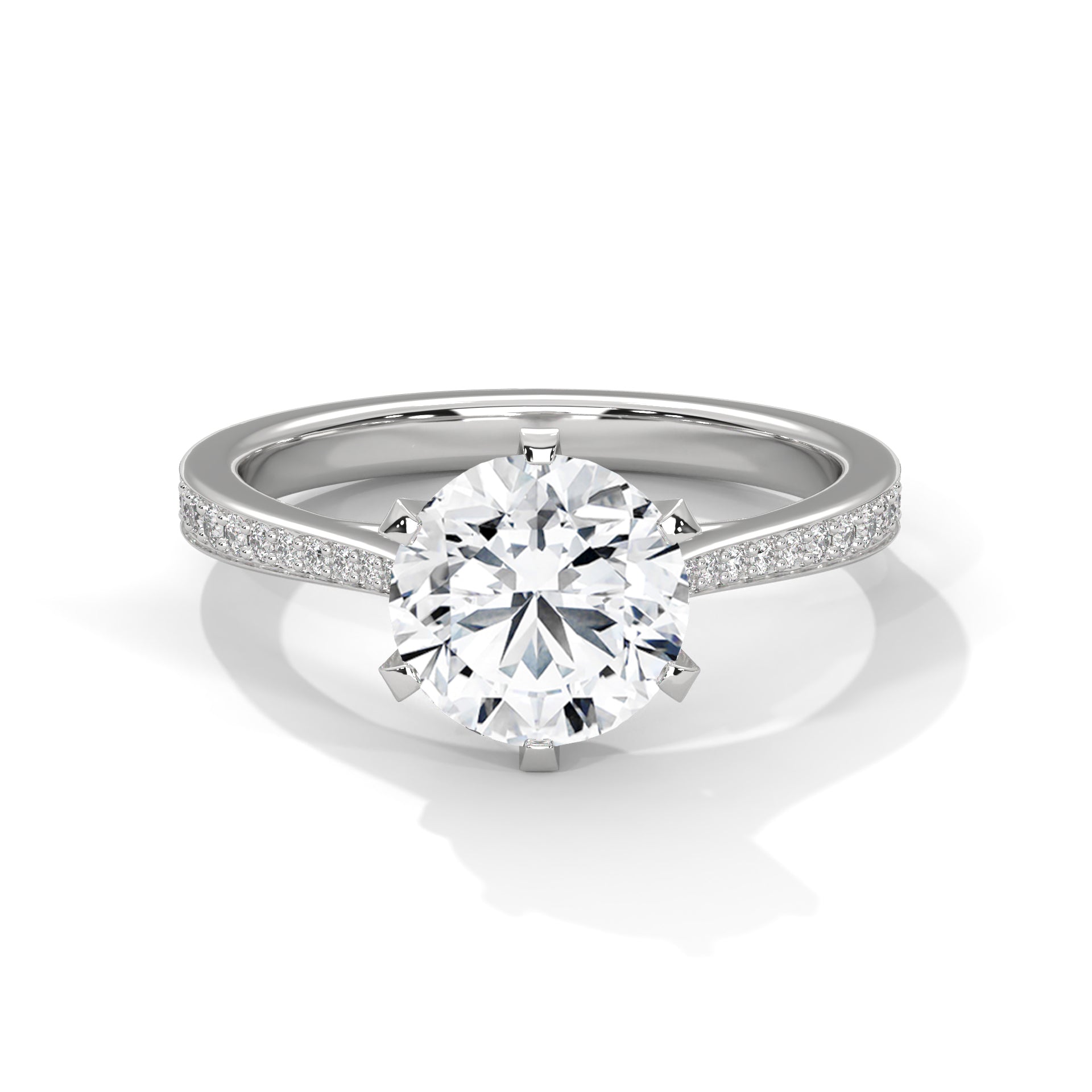 Minimalist Diamond Engagement Ring in 2 Carat Round Lab Diamond