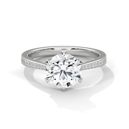 Minimalist Diamond Engagement Ring in 2 Carat Round Lab Diamond
