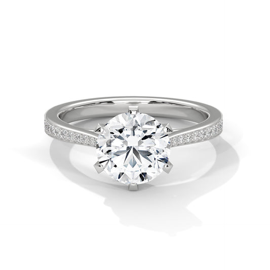 Minimalist Diamond Engagement Ring in 2 Carat Round Lab Diamond
