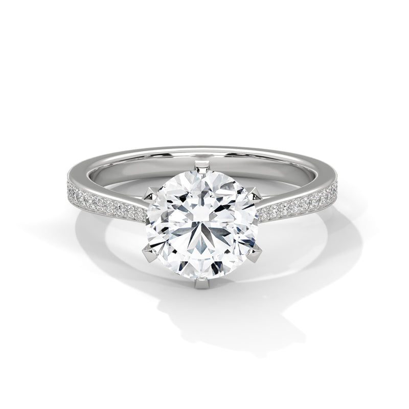 Minimalist Diamond Engagement Ring in 2 Carat Round Lab Diamond