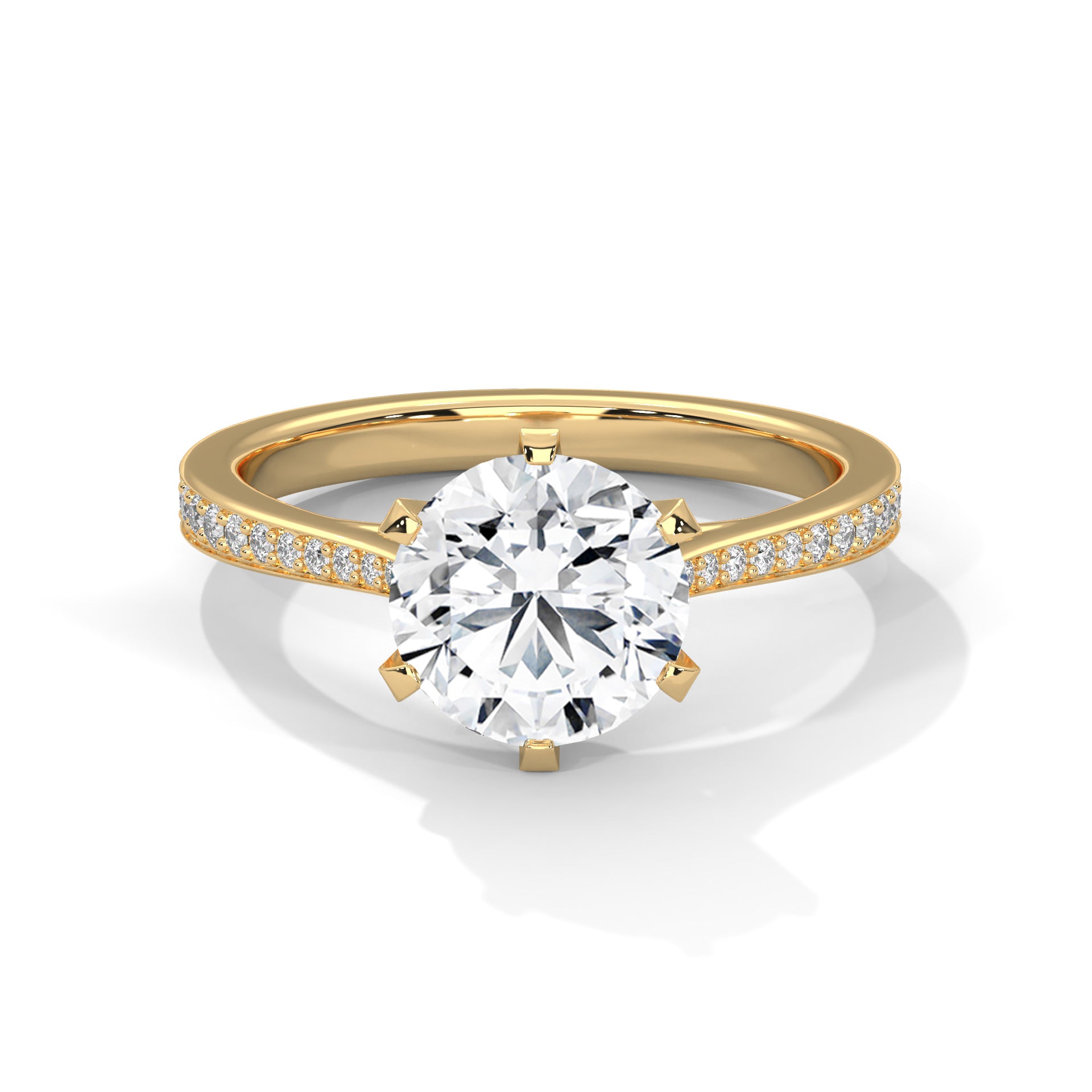 Minimalist Diamond Engagement Ring in 2 Carat Round Lab Diamond