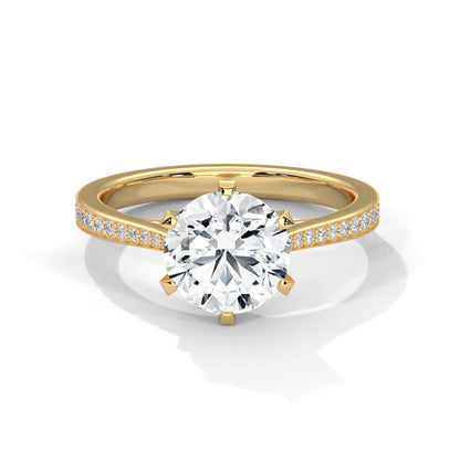 Minimalist Diamond Engagement Ring in 2 Carat Round Lab Diamond