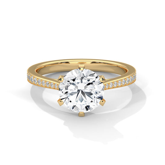 Minimalist Diamond Engagement Ring in 2 Carat Round Lab Diamond