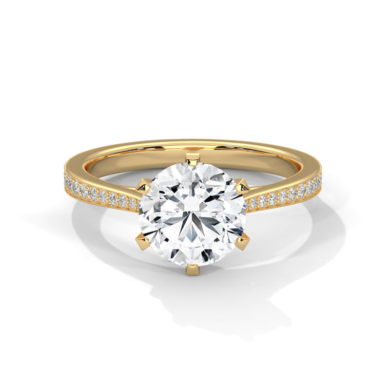 Minimalist Diamond Engagement Ring in 2 Carat Round Lab Diamond