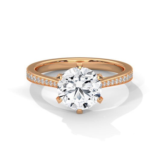 Minimalist Diamond Engagement Ring in 2 Carat Round Lab Diamond