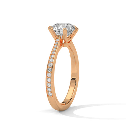 Minimalist Diamond Engagement Ring in 2 Carat Round Lab Diamond