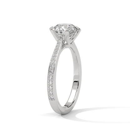Minimalist Diamond Engagement Ring in 2 Carat Round Lab Diamond